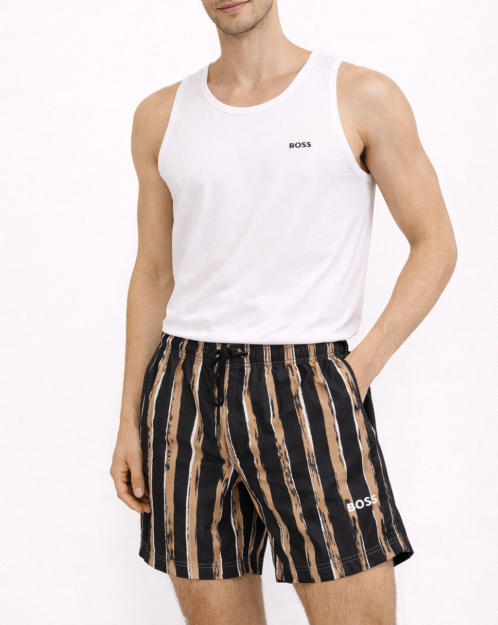 Pantaloneta Boss café con negro