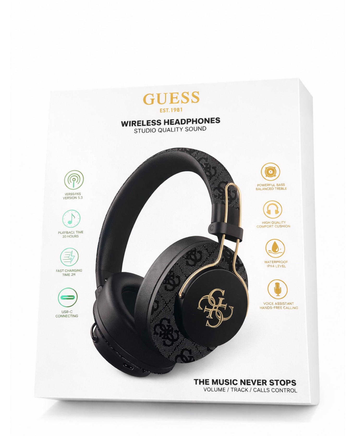 Audífonos Guess de diadema negros con detalles