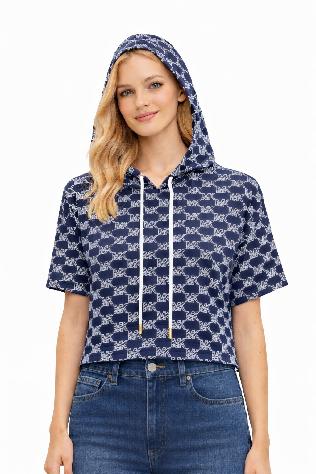 Blusa MK azul con estampado