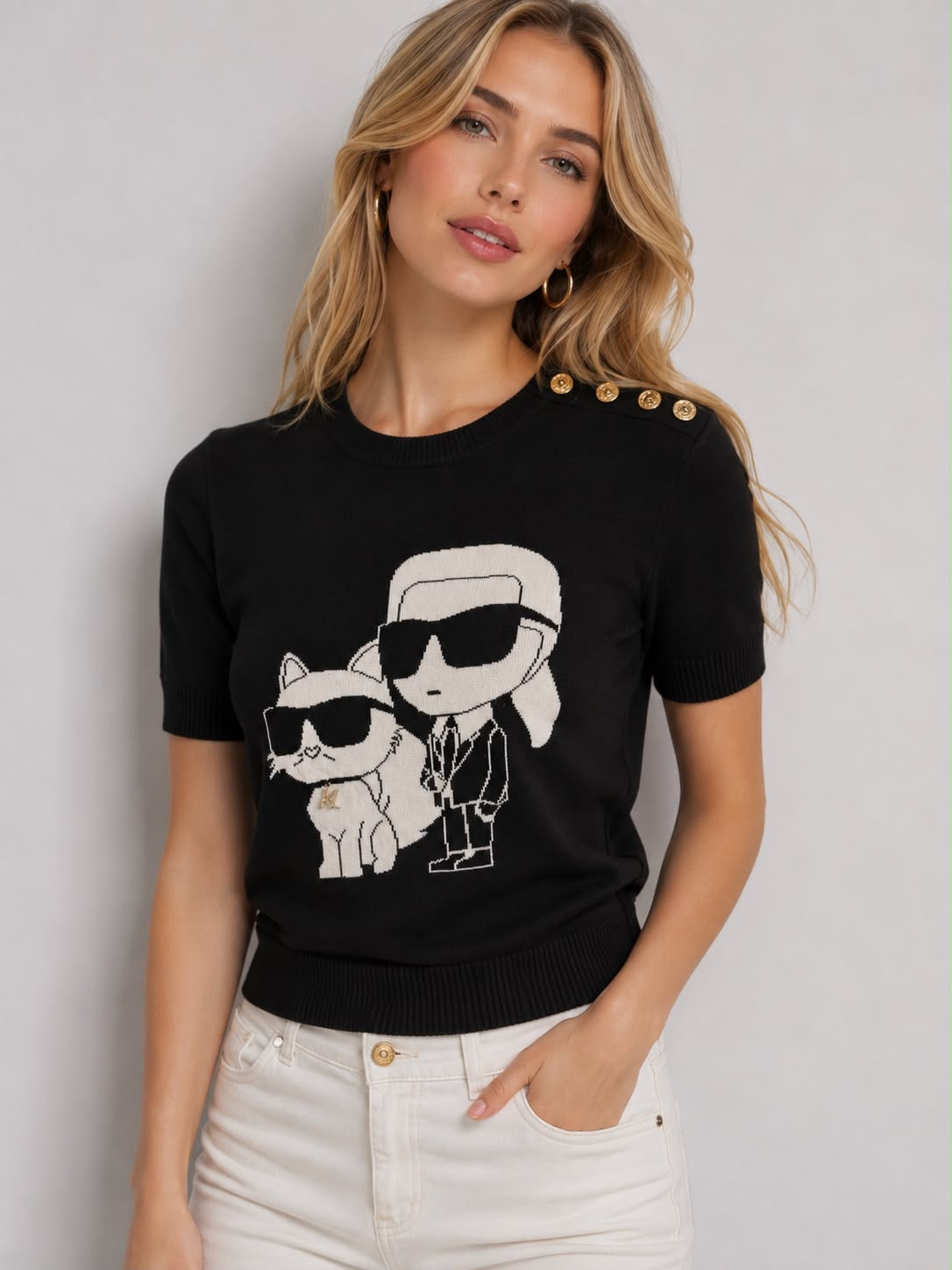 Blusa camisera Karl Lagerfeld negra