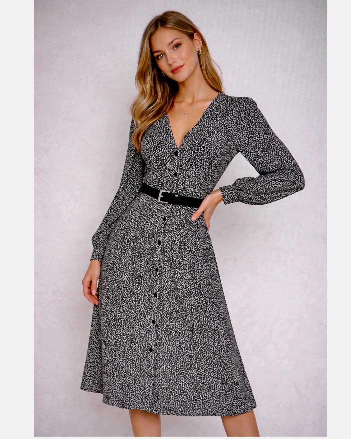 Vestido MK Estampado negro con faja