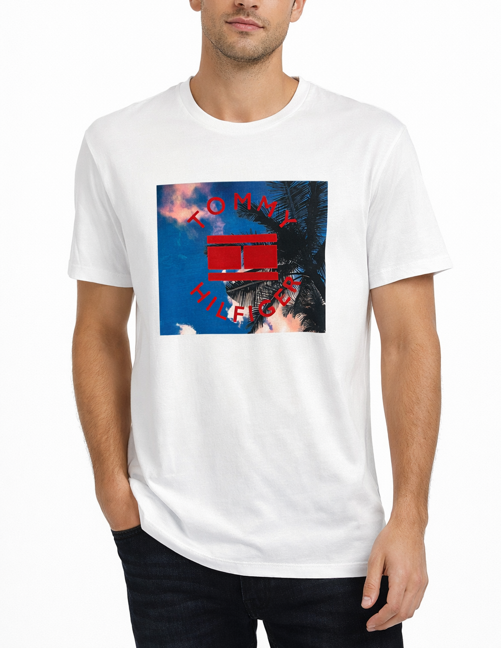 Camiseta TH blanco con estampado