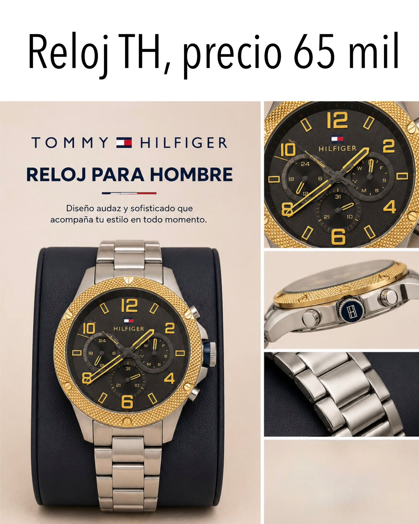 Reloj TH hombre plateado con dorado