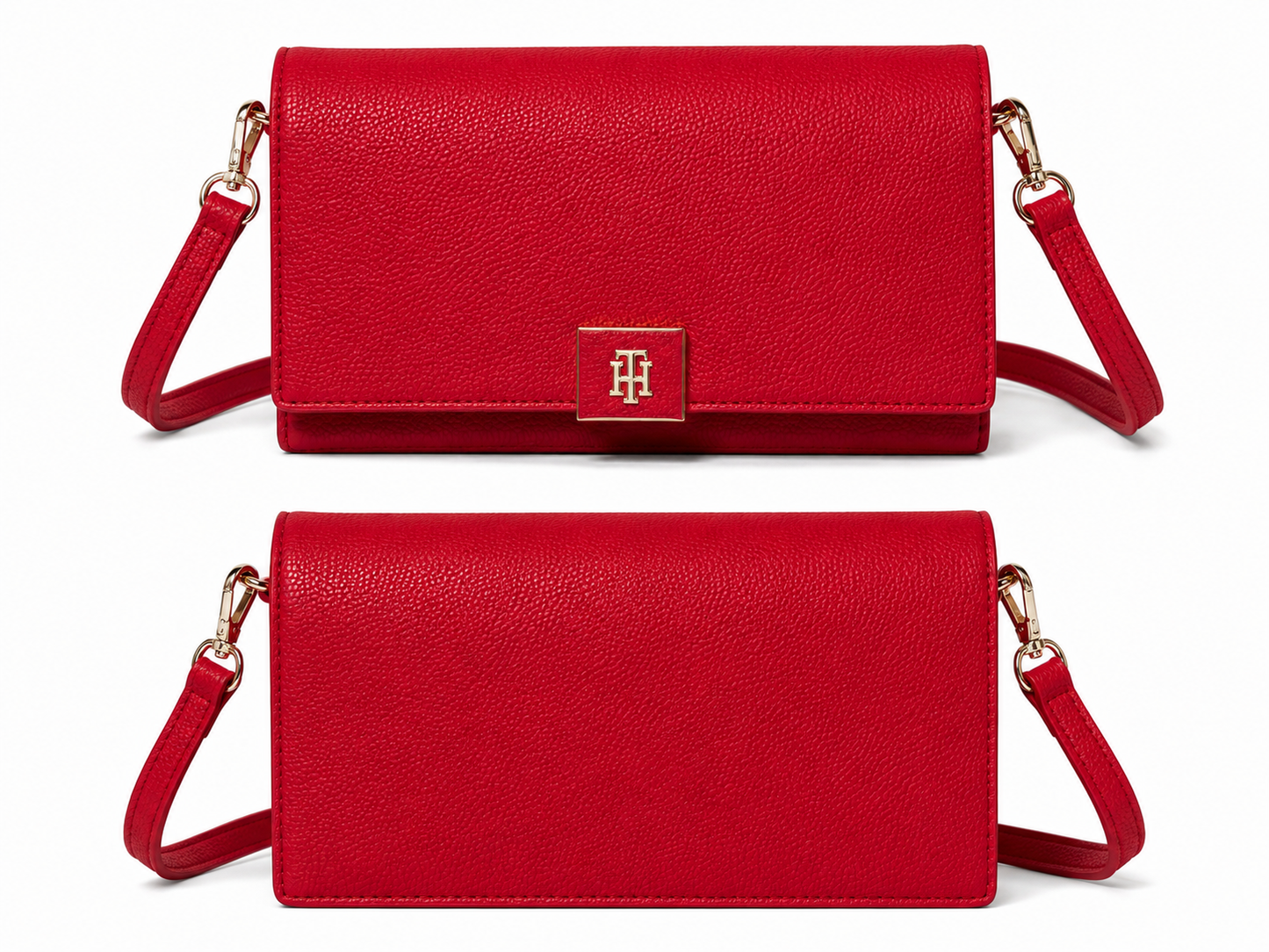 Bolso TH manos libres y de mano rojo con detalles en dorado