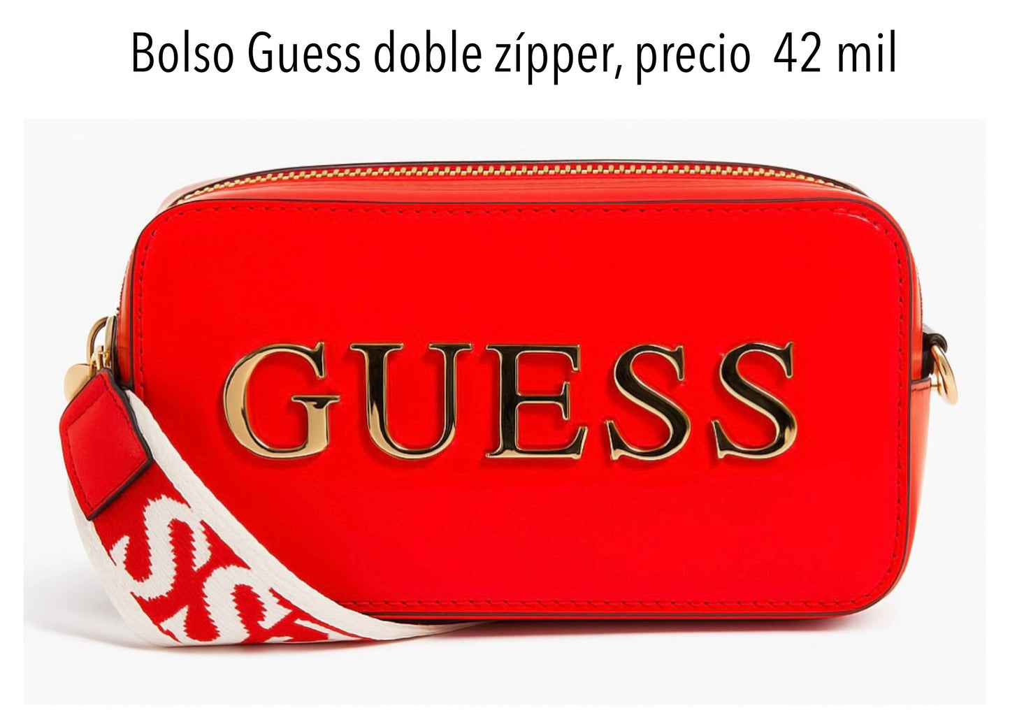 Bolso Guess doble zipper Rojo