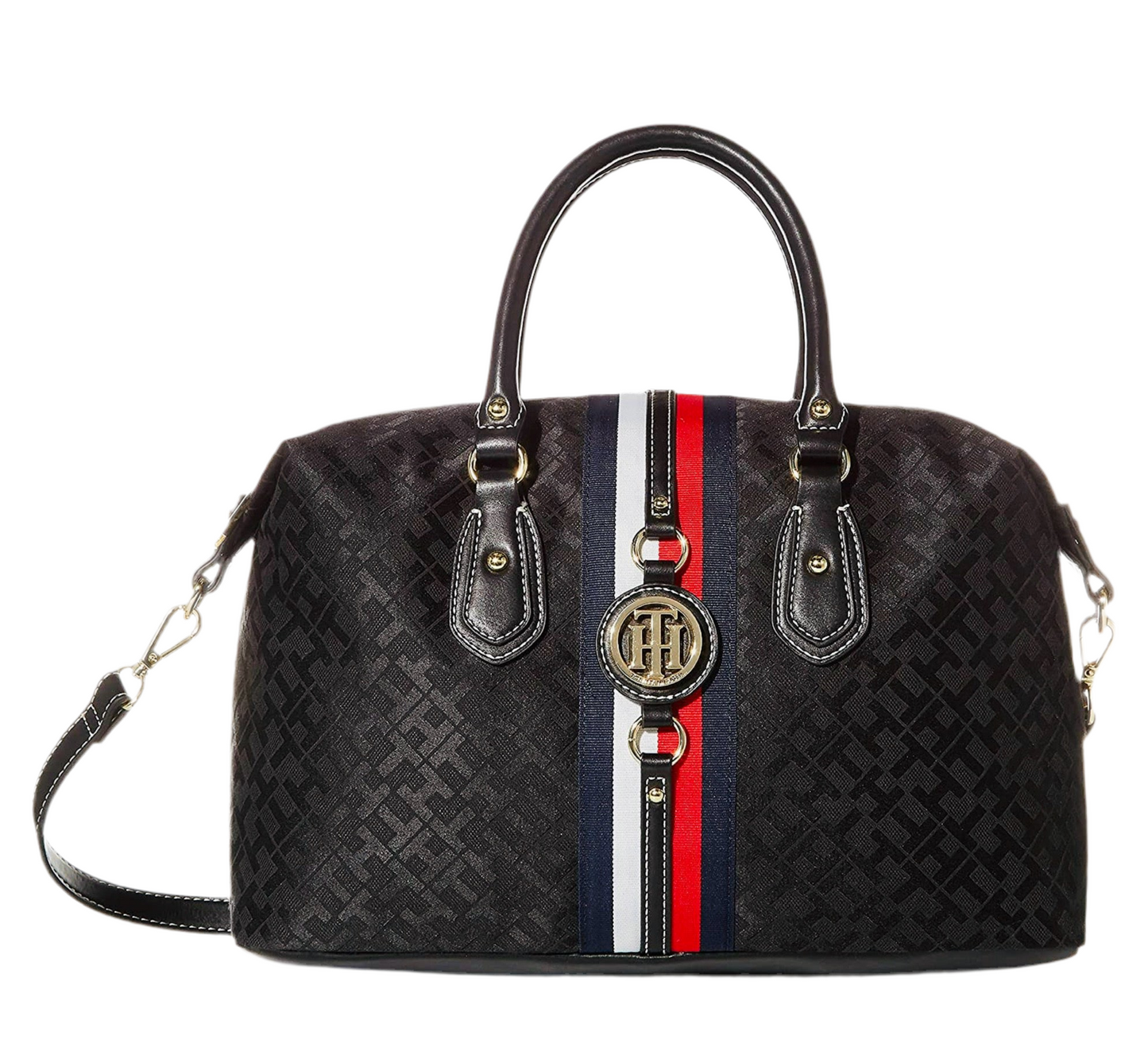 Bolso Mediano TH, negro estampado