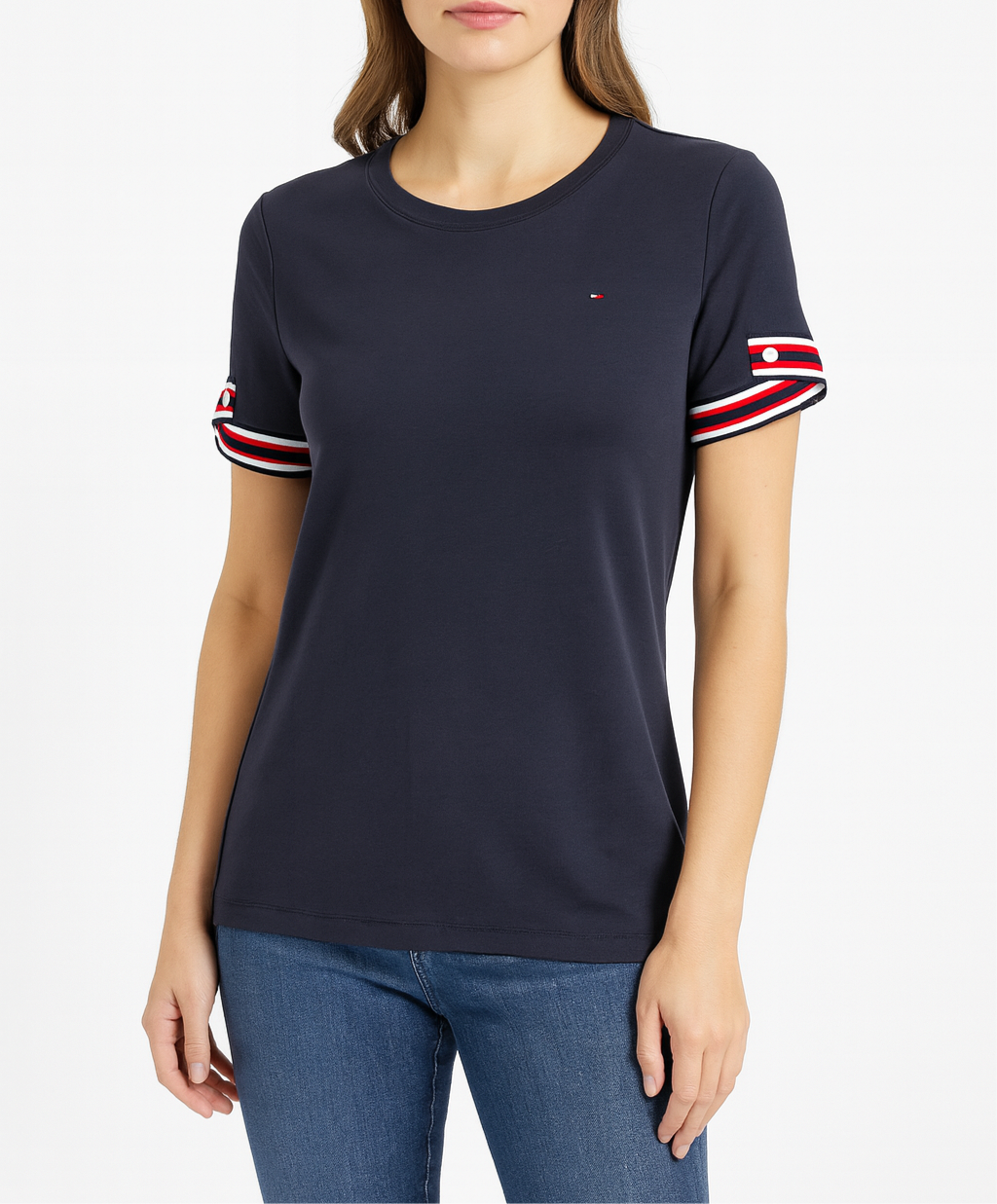Blusa TH azul con detalle en mangas