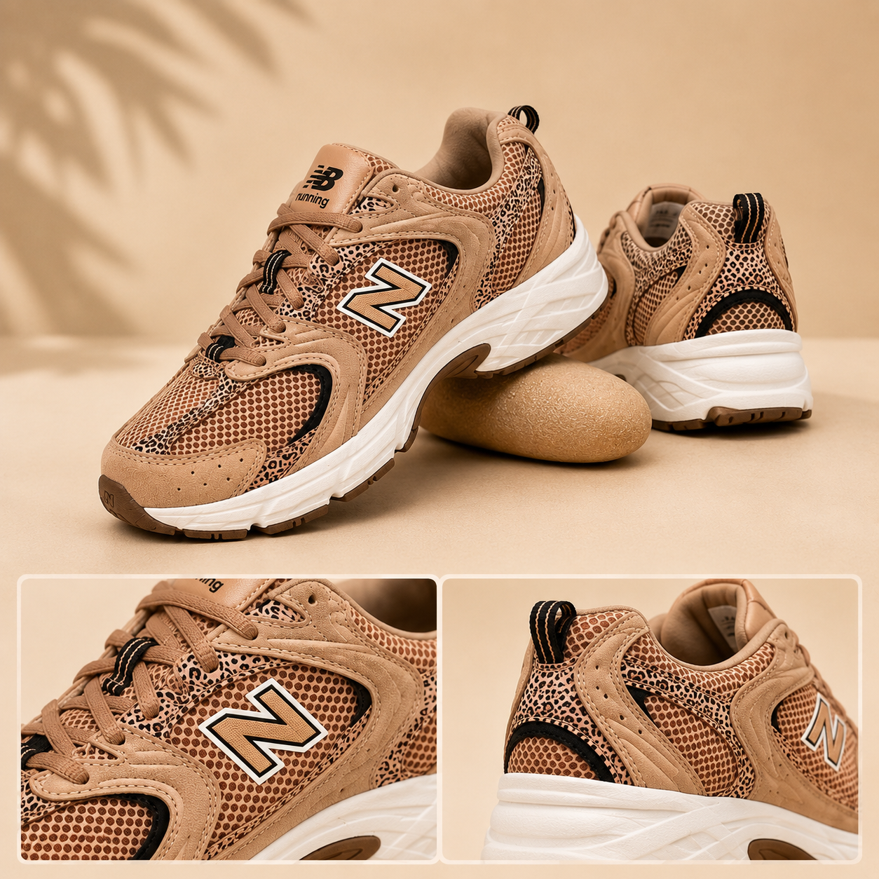 Tennis NB beige con detalles animal print
