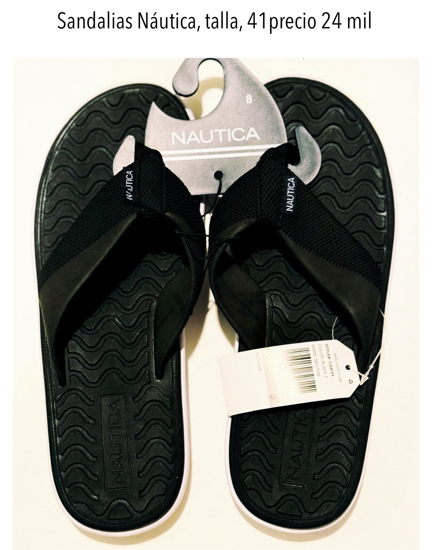 Sandalias Náutica negro suela blanca
