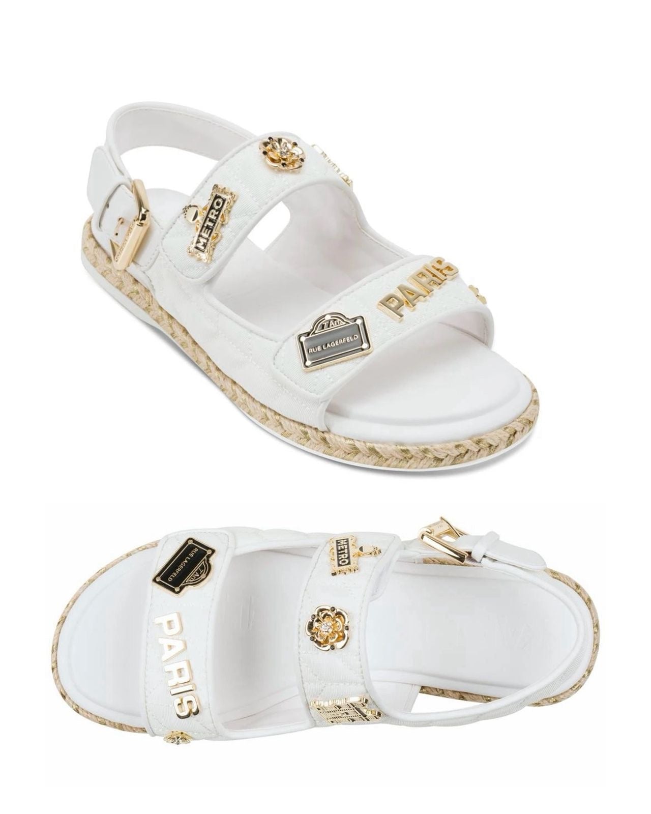 Sandalias Karl Lagerfeld blancas con detalles tipo pines