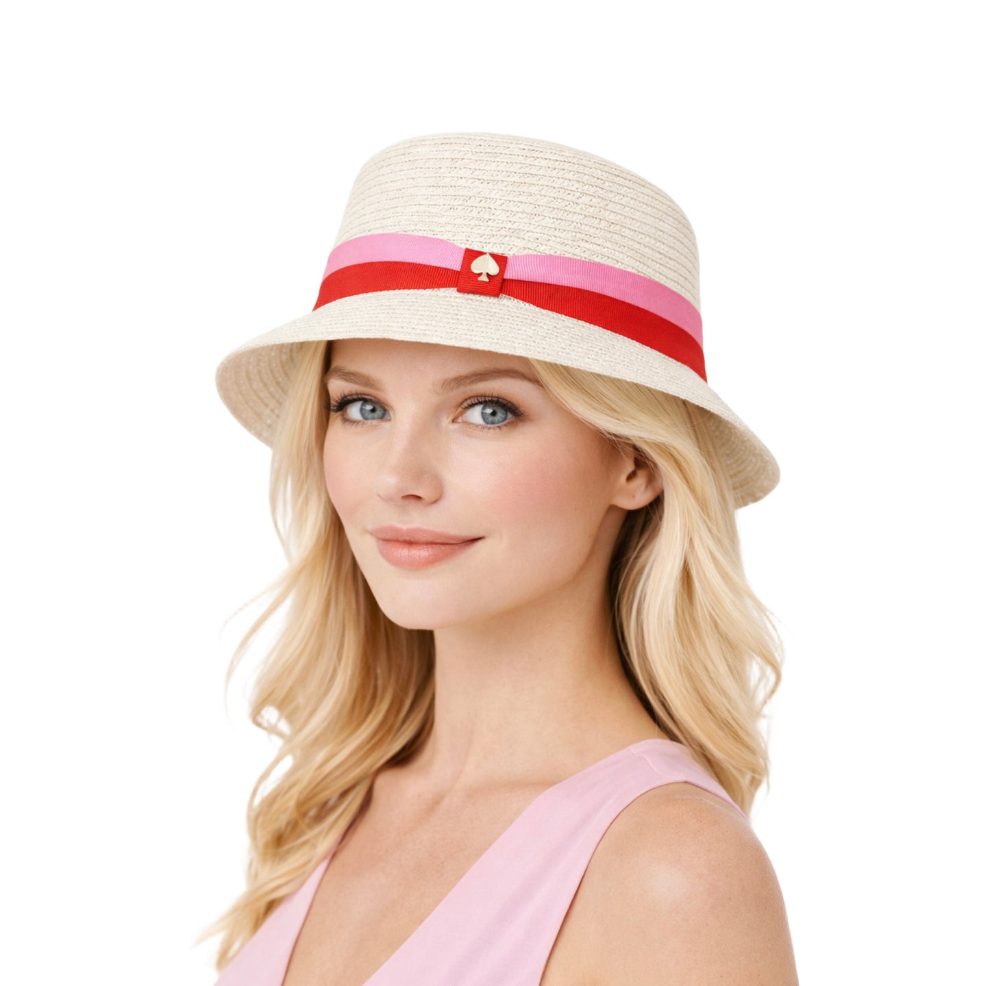 Sombrero Kate Spade de mimbre blanco