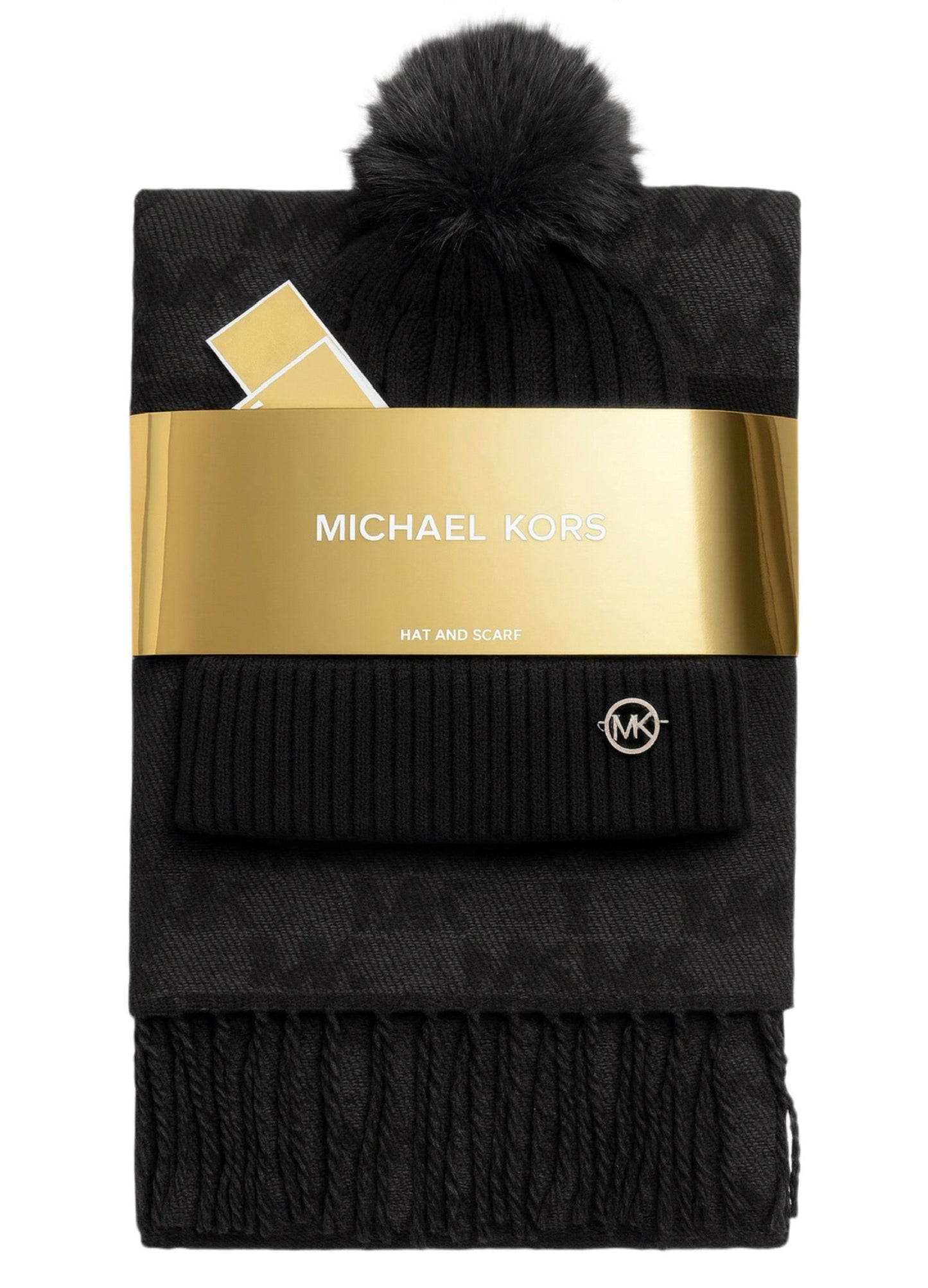 Set de gorro y Bufanda MK negro