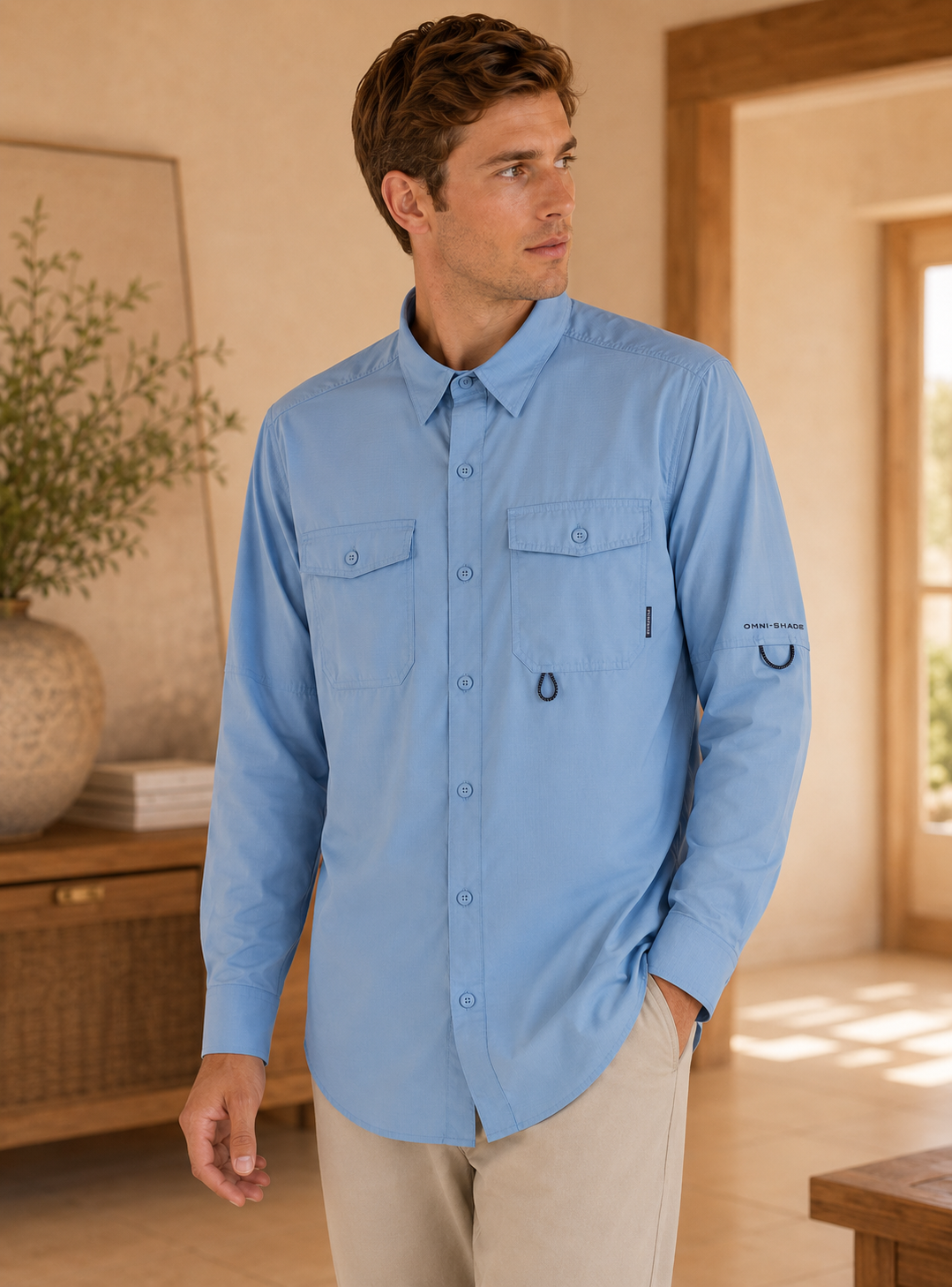 Camisa Columbia manga larga ajustable
