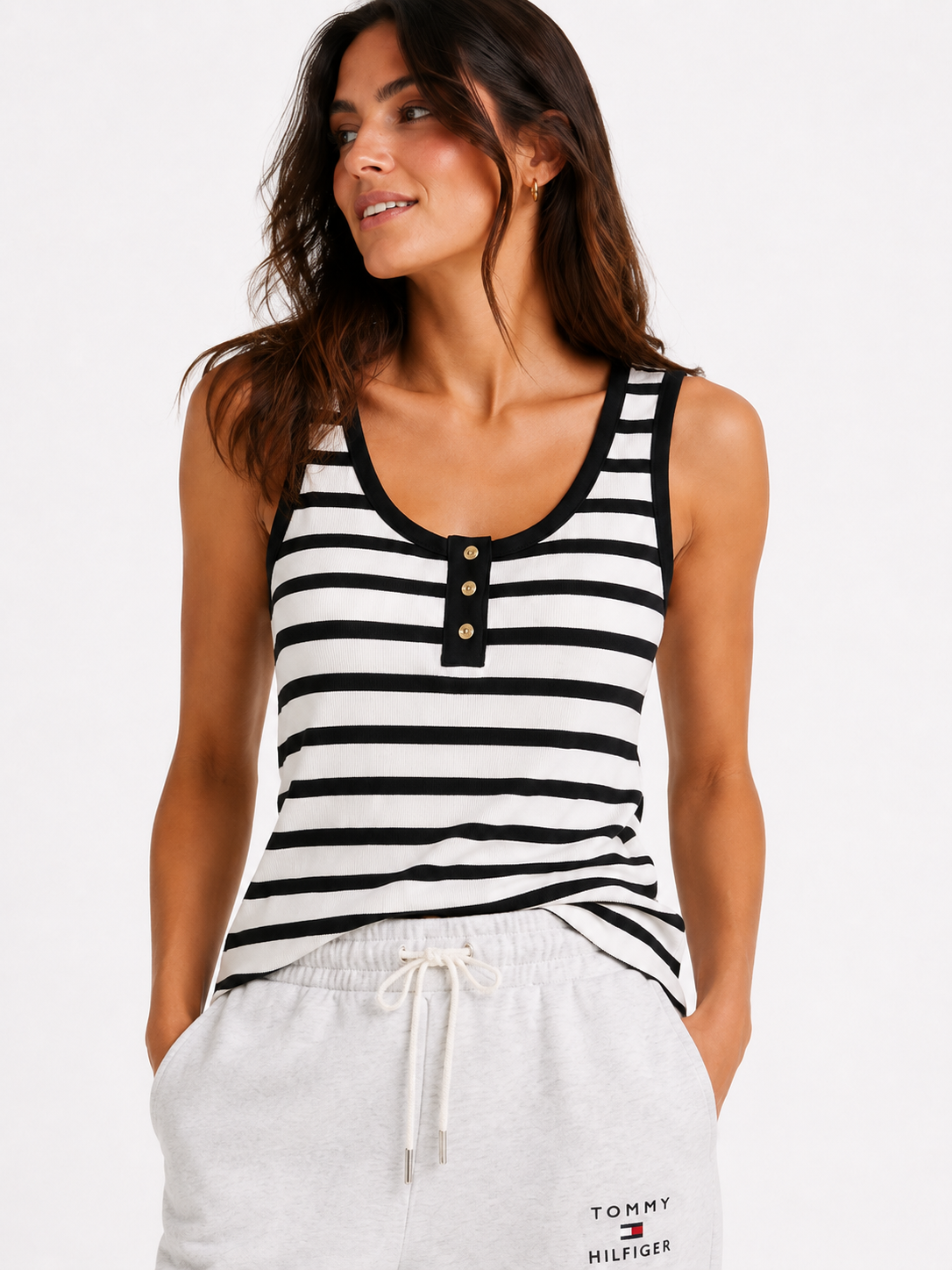 Blusa TH roja manga corta de rayas