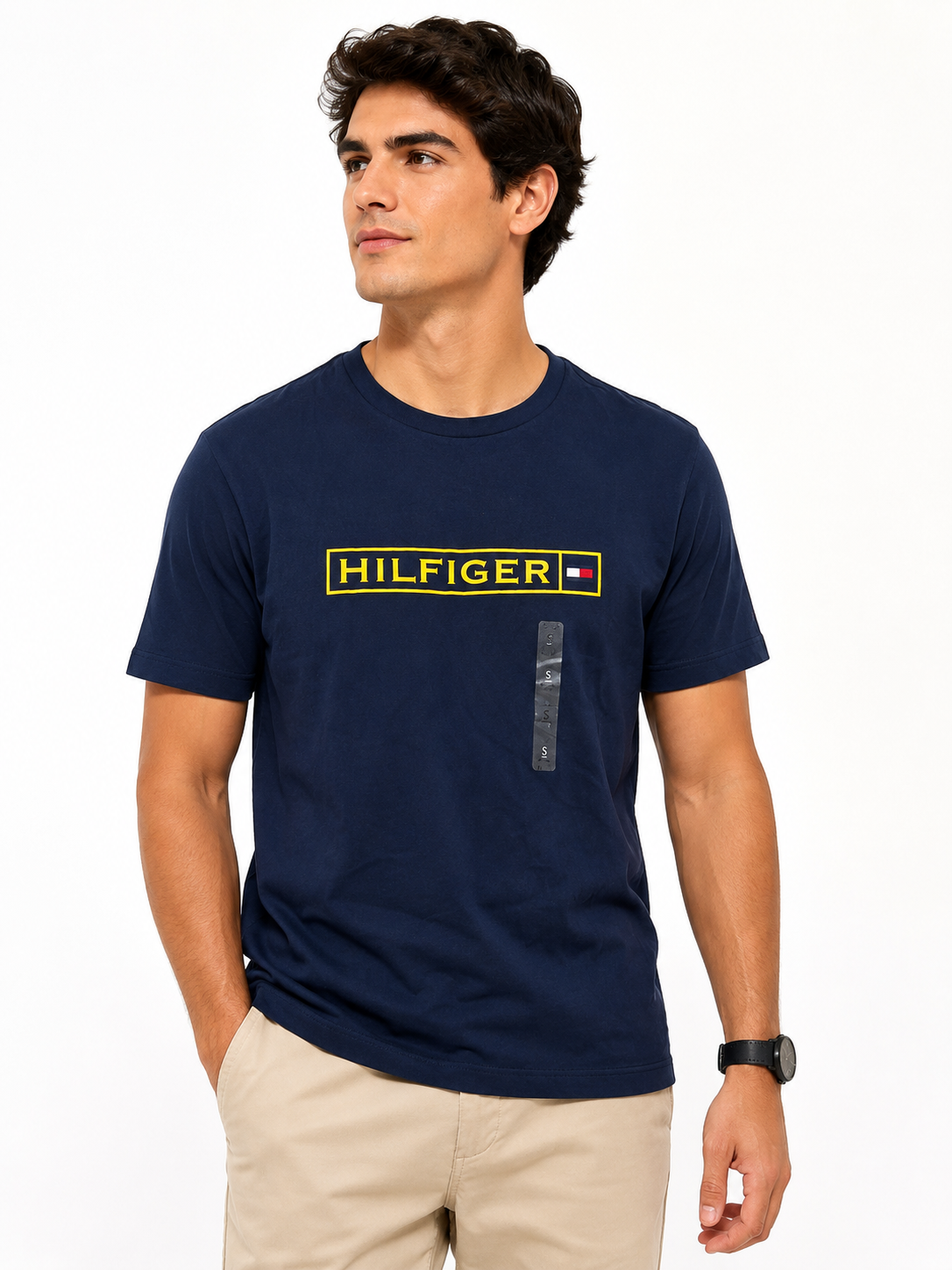 Camiseta TH azul con detalle en amarillo