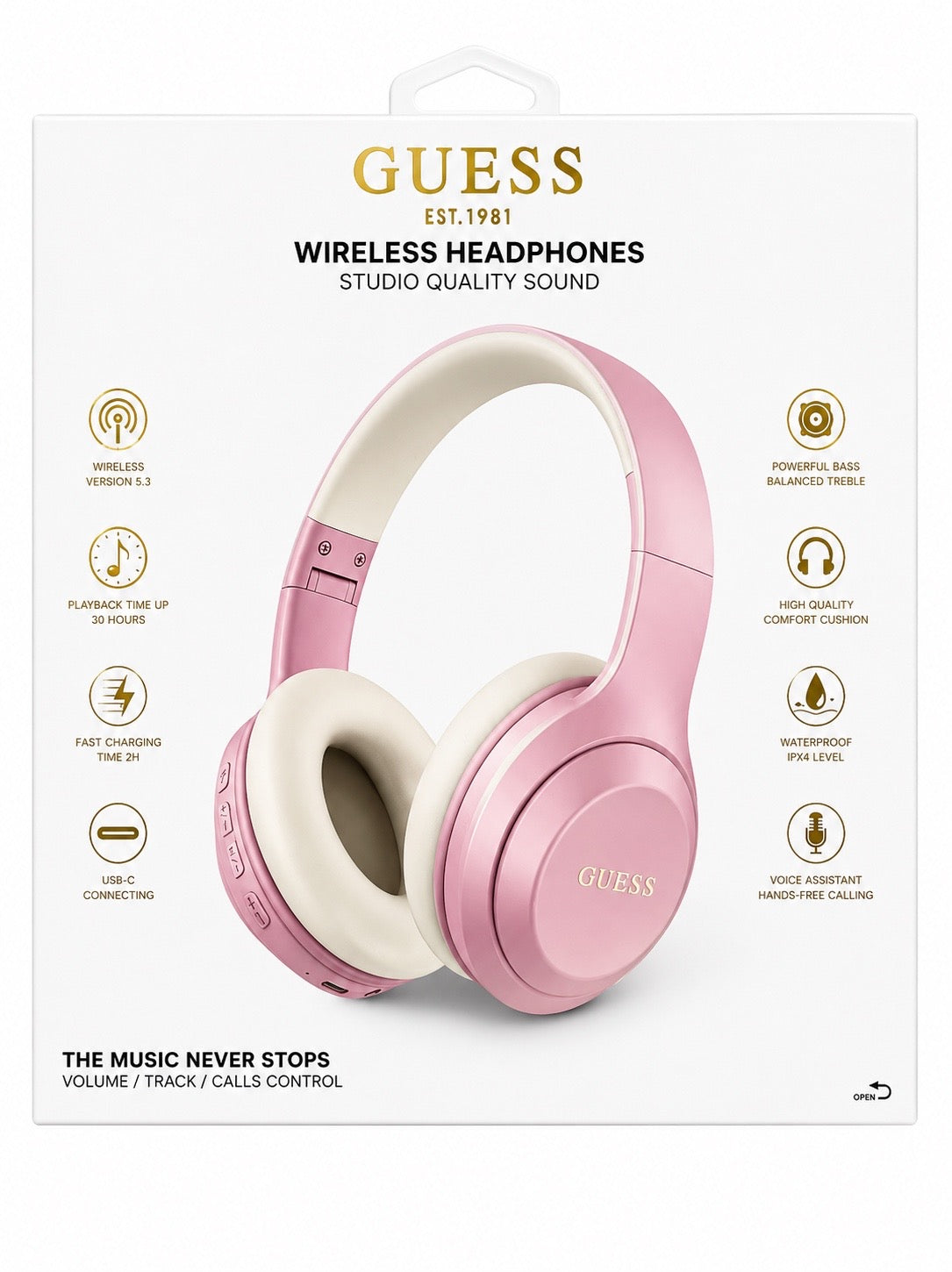 Audifonos Bluetooth Guess rosados