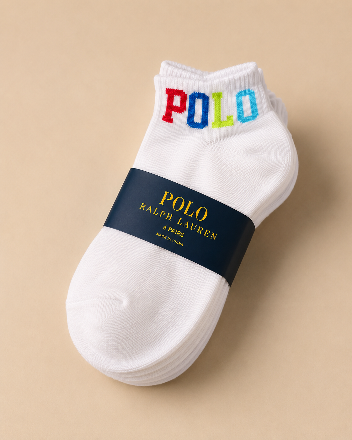 Medias Polo Ralph Lauren 6 pares blancas con bordado de colores