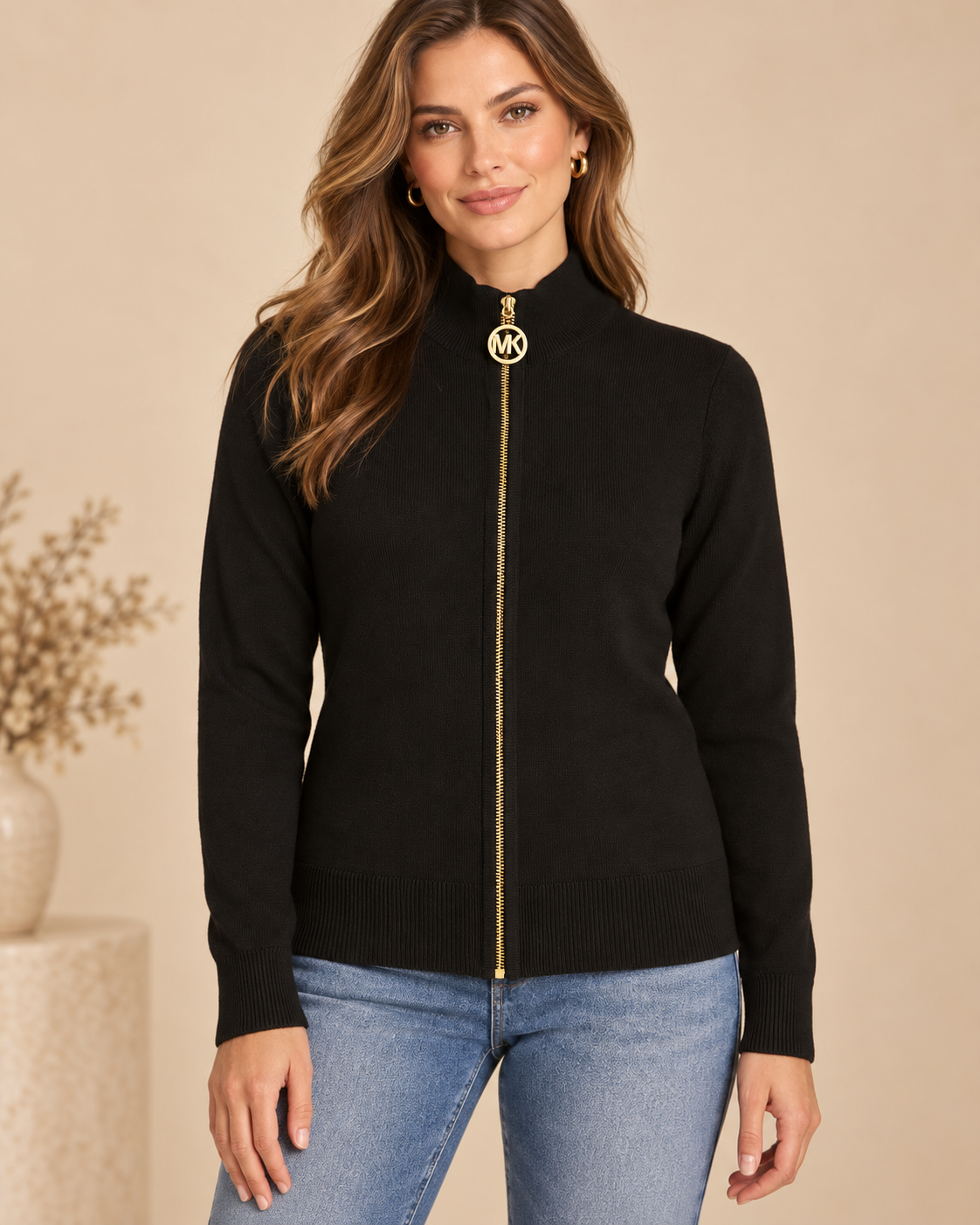 Suéter MK con zipper negro