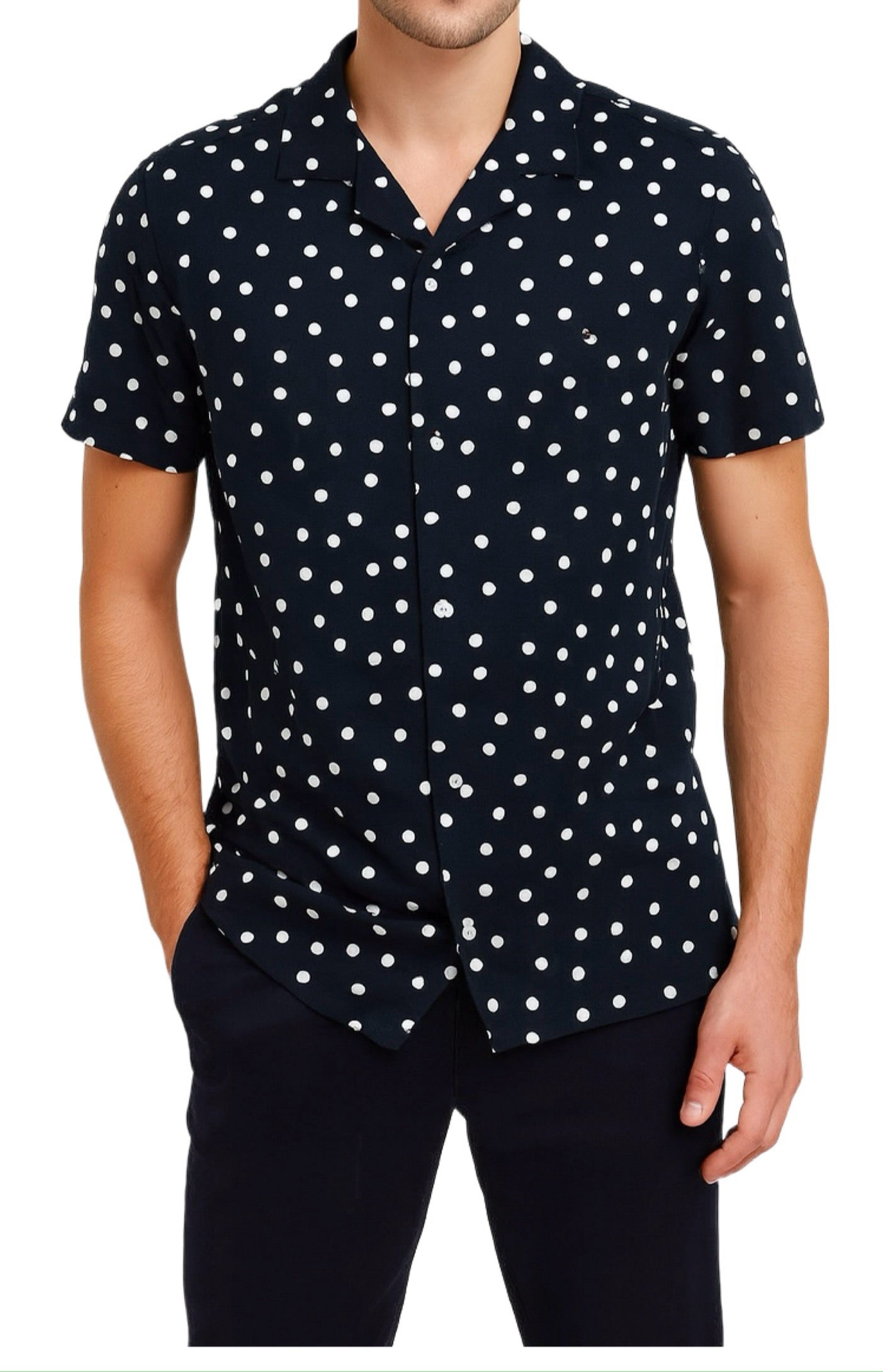 Camisa TH azul con puntos en blanco