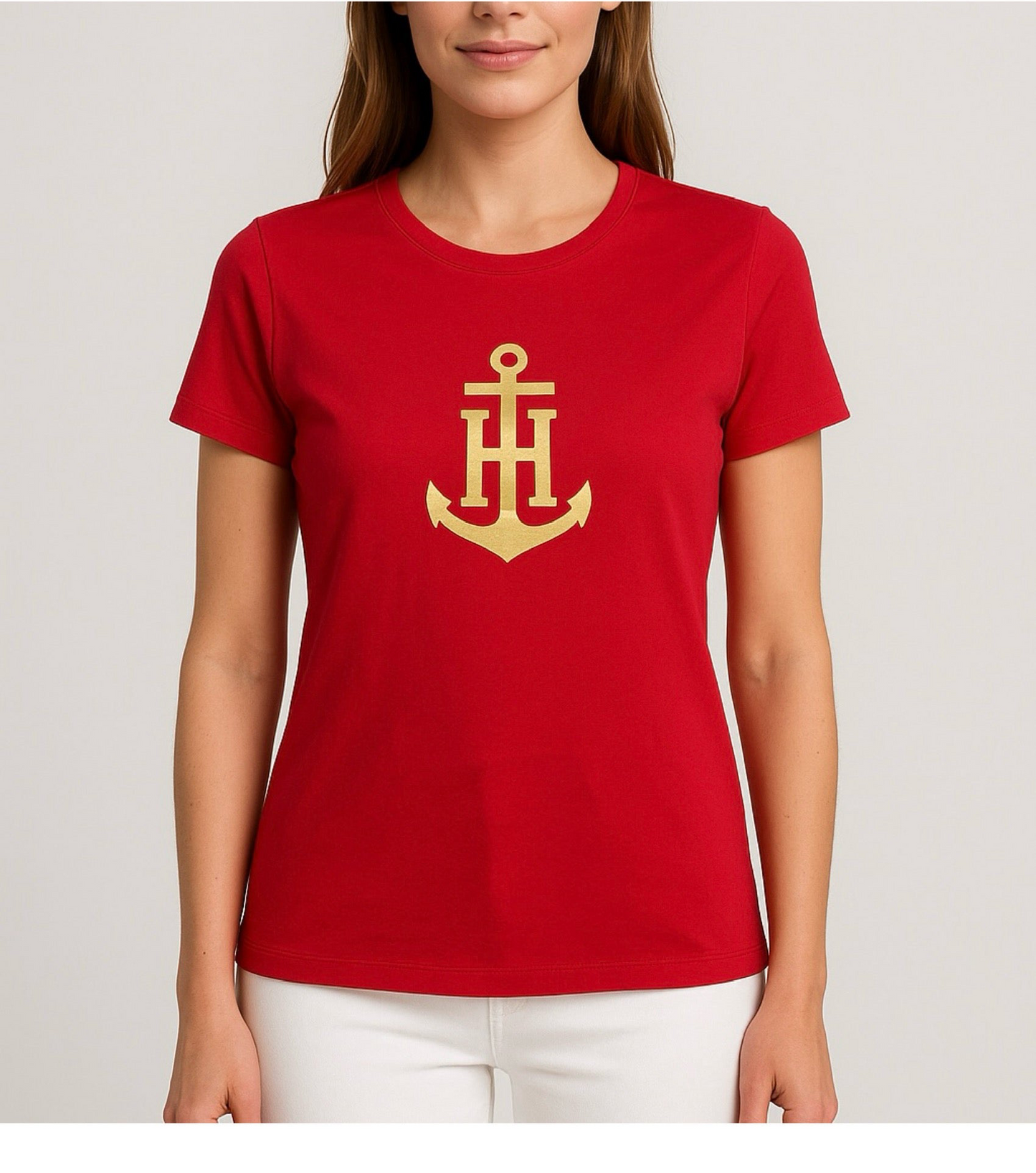Blusa TH roja con letras doradas