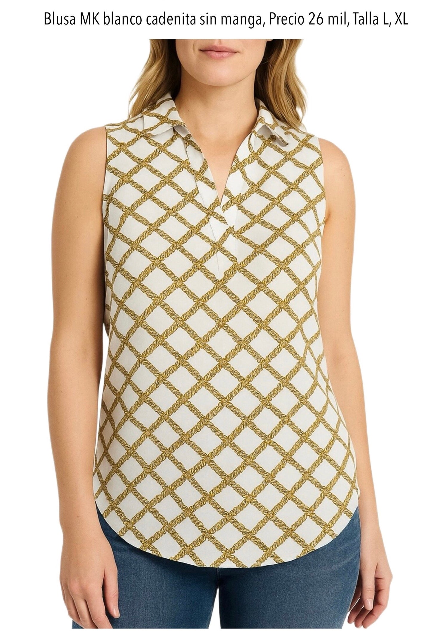 Blusa MK blanco cadenitas sin mangas