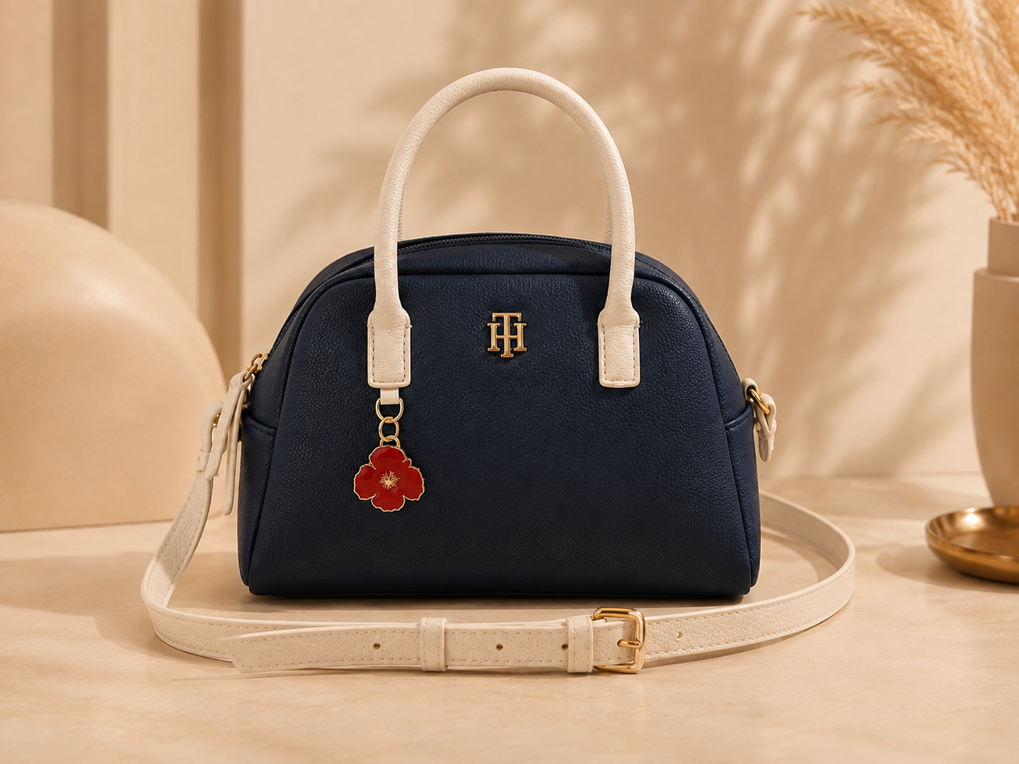 Bolso TH manos libres azul con detalle blanco