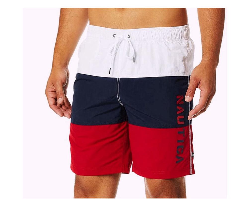 Short Nautica blanco azul rojo hombre