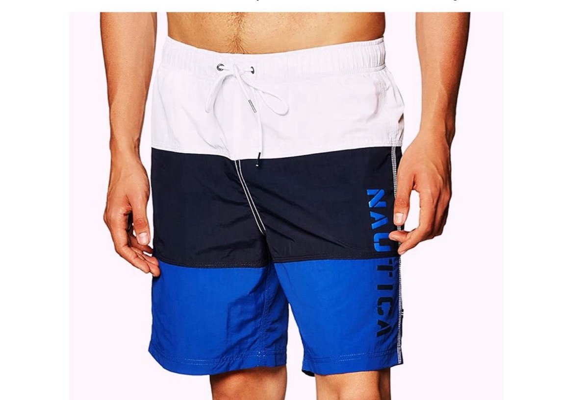Pantaloneta short Nautica azul, negro blanco
