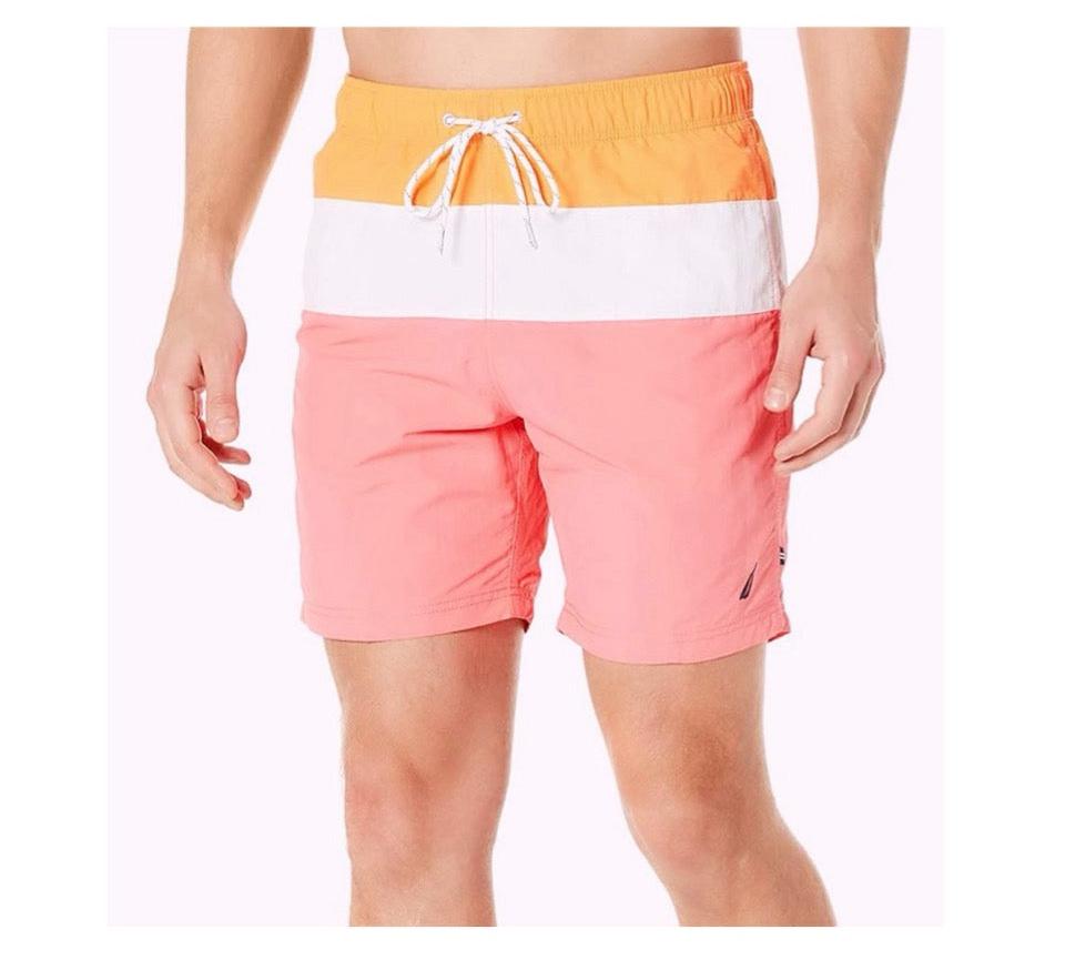 Pantaloneta Nautica rosado naranja blanco