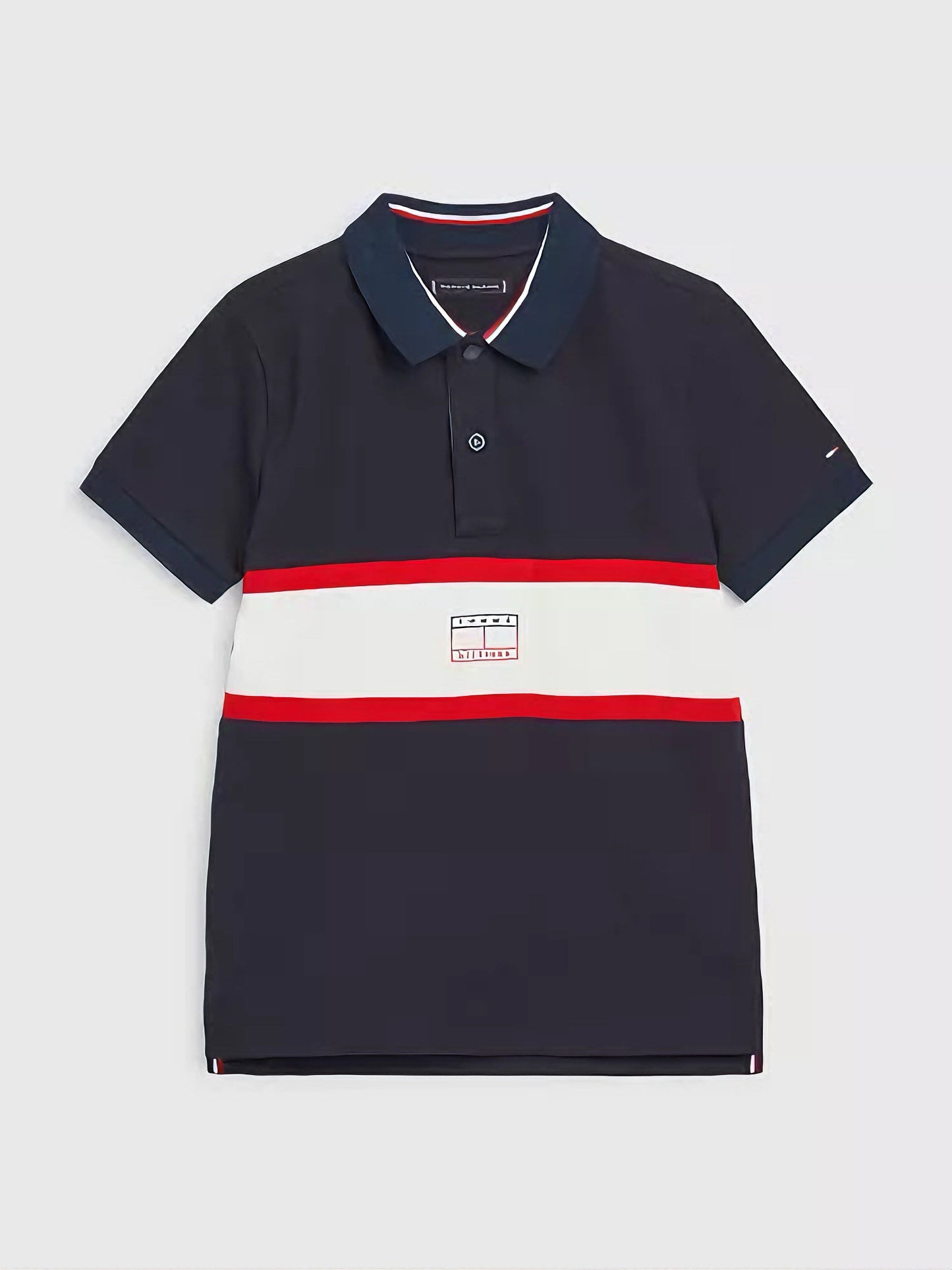 Camisa TH tipo polo azul blanco rojo bordado niño