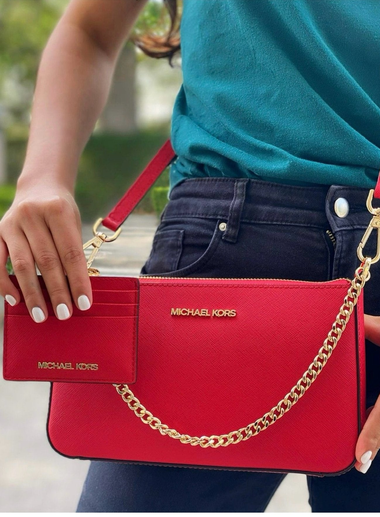 Bolso con tarjetero MK Rojo