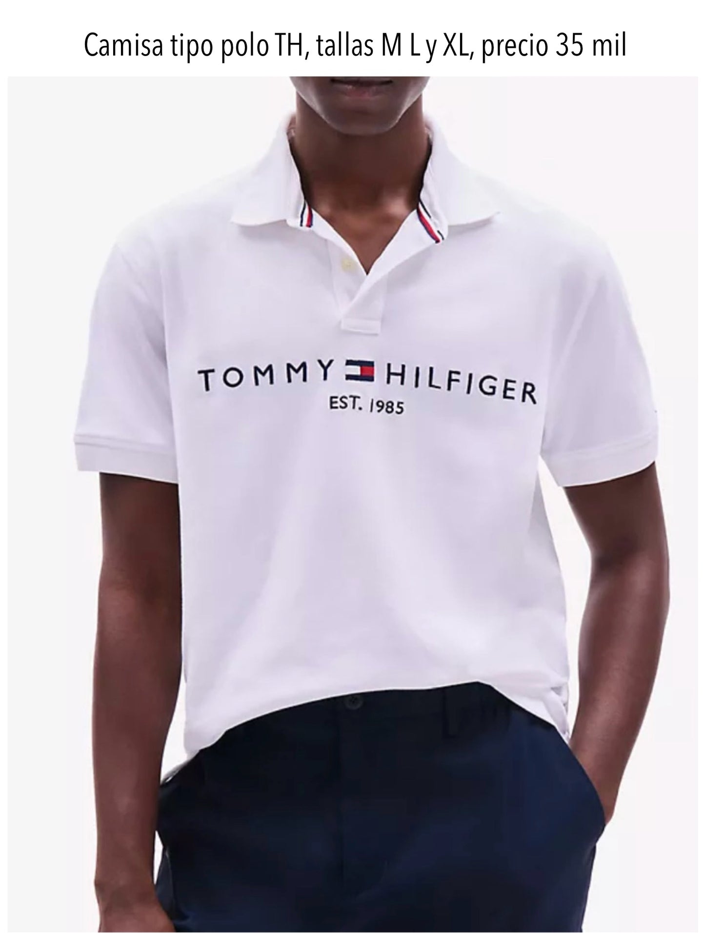 Camisa TH tipo polo blanca