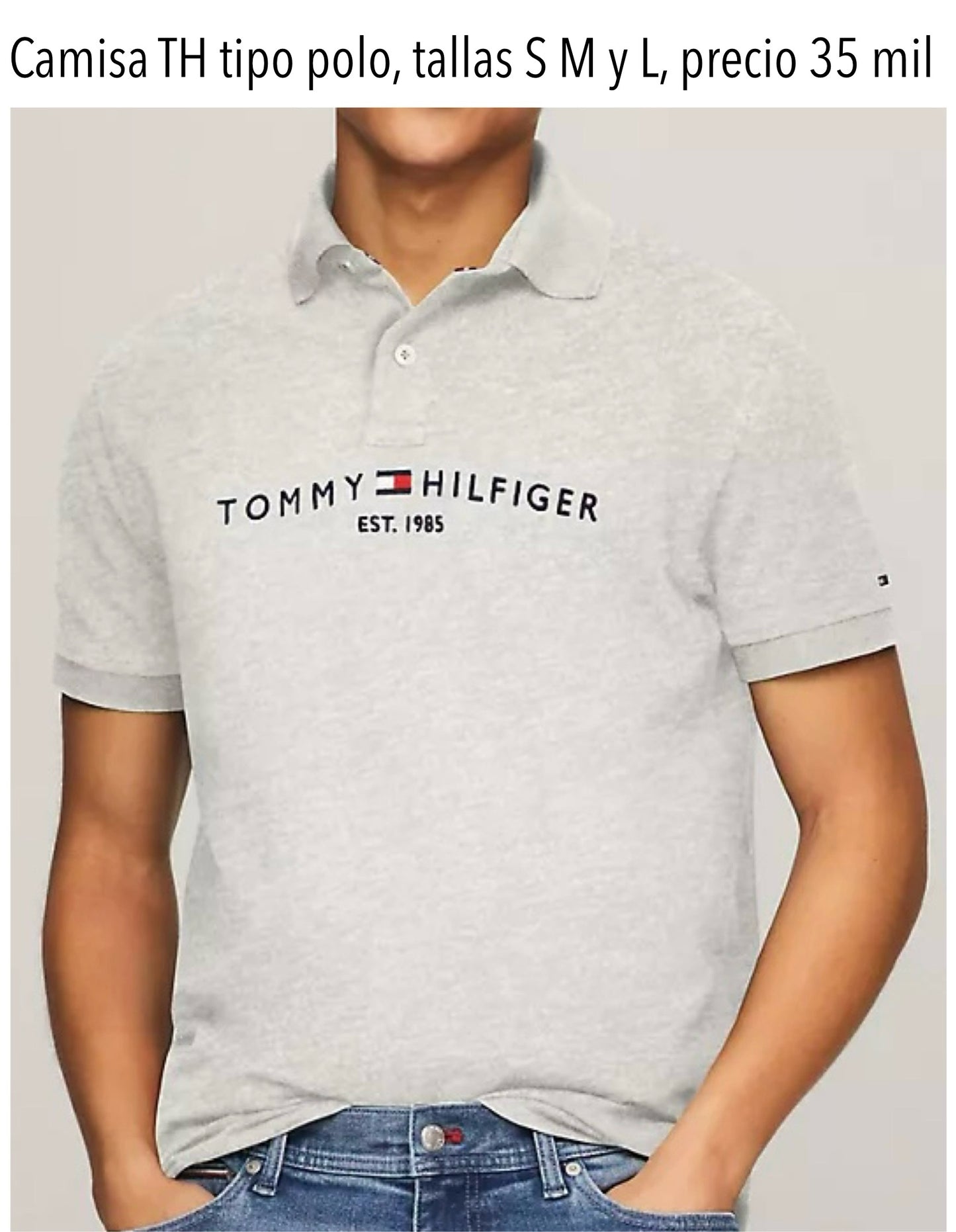 Camisa TH tipo polo gris
