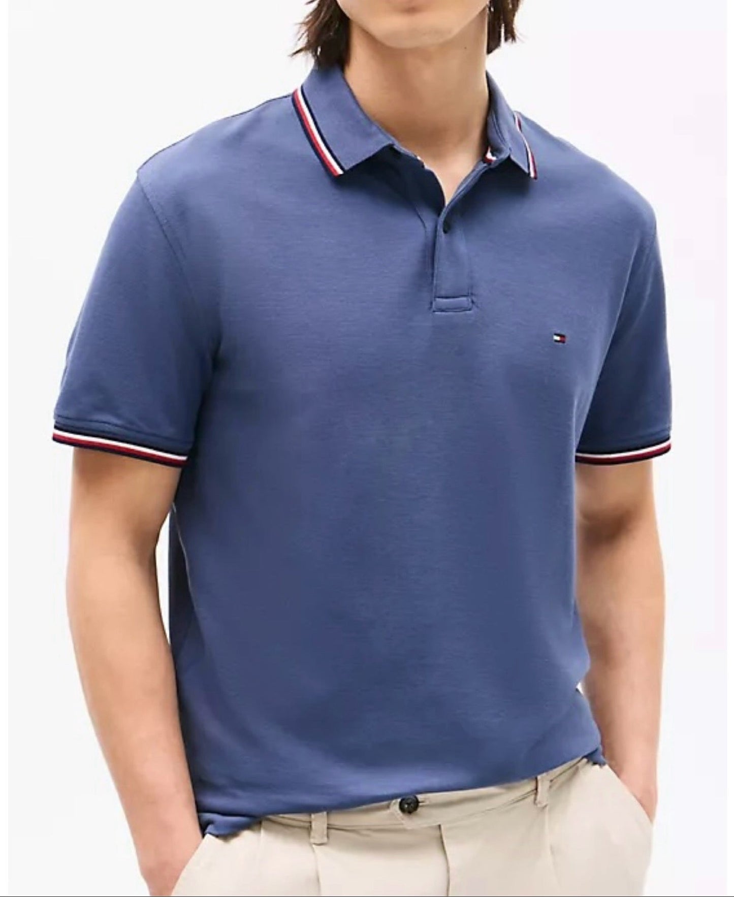 Camisa TH tipo polo gris azulado