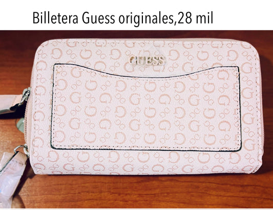 Billetera Guess rosada con zipper
