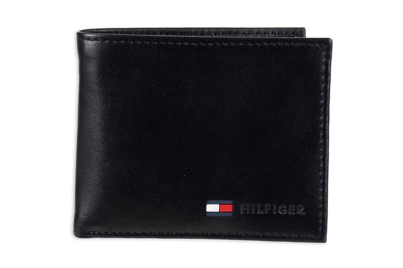 Billetera TH hombre negra con marca y bandera