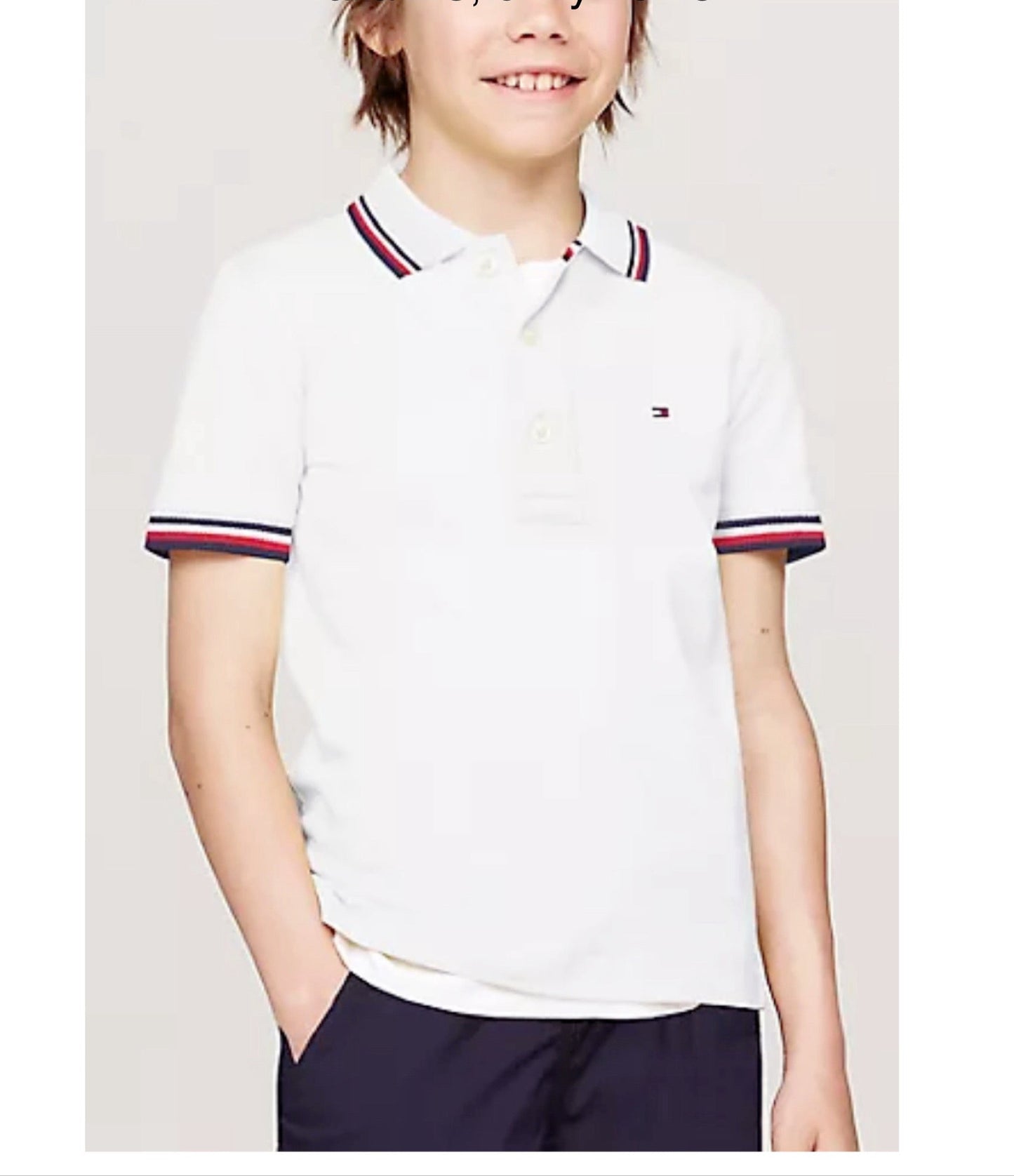 Camisa TH tipo polo blanco niño