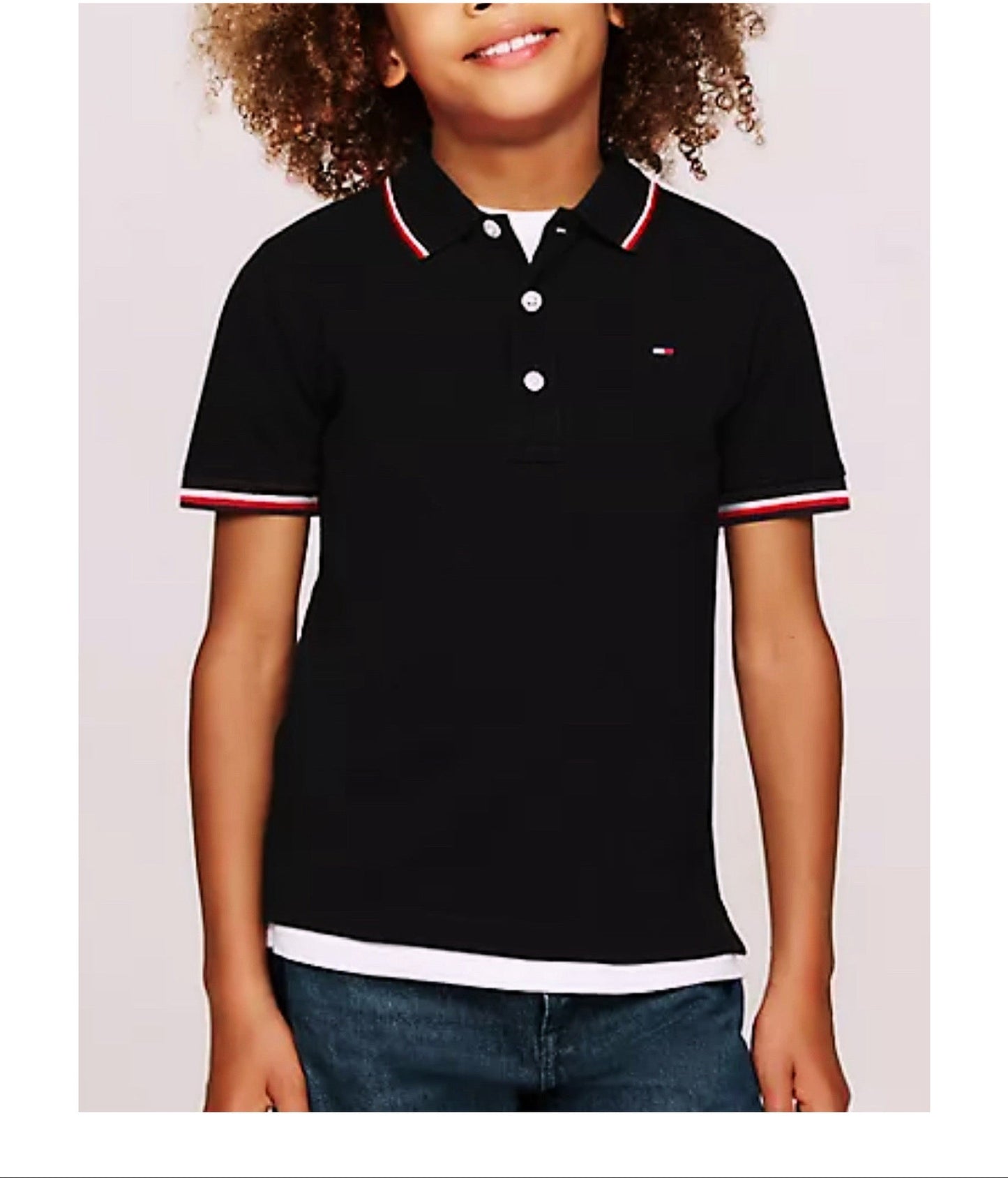 Camisa TH tipo polo negro niño