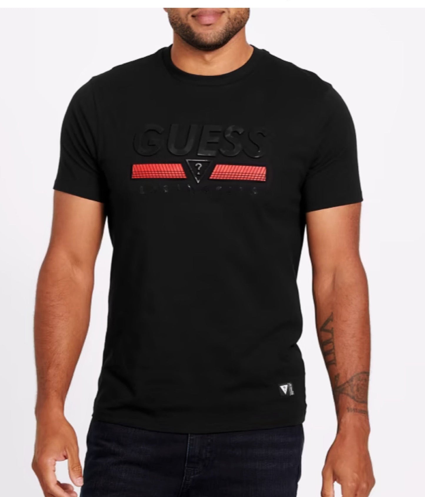 Camiseta Guess negro letras brillantes hombre