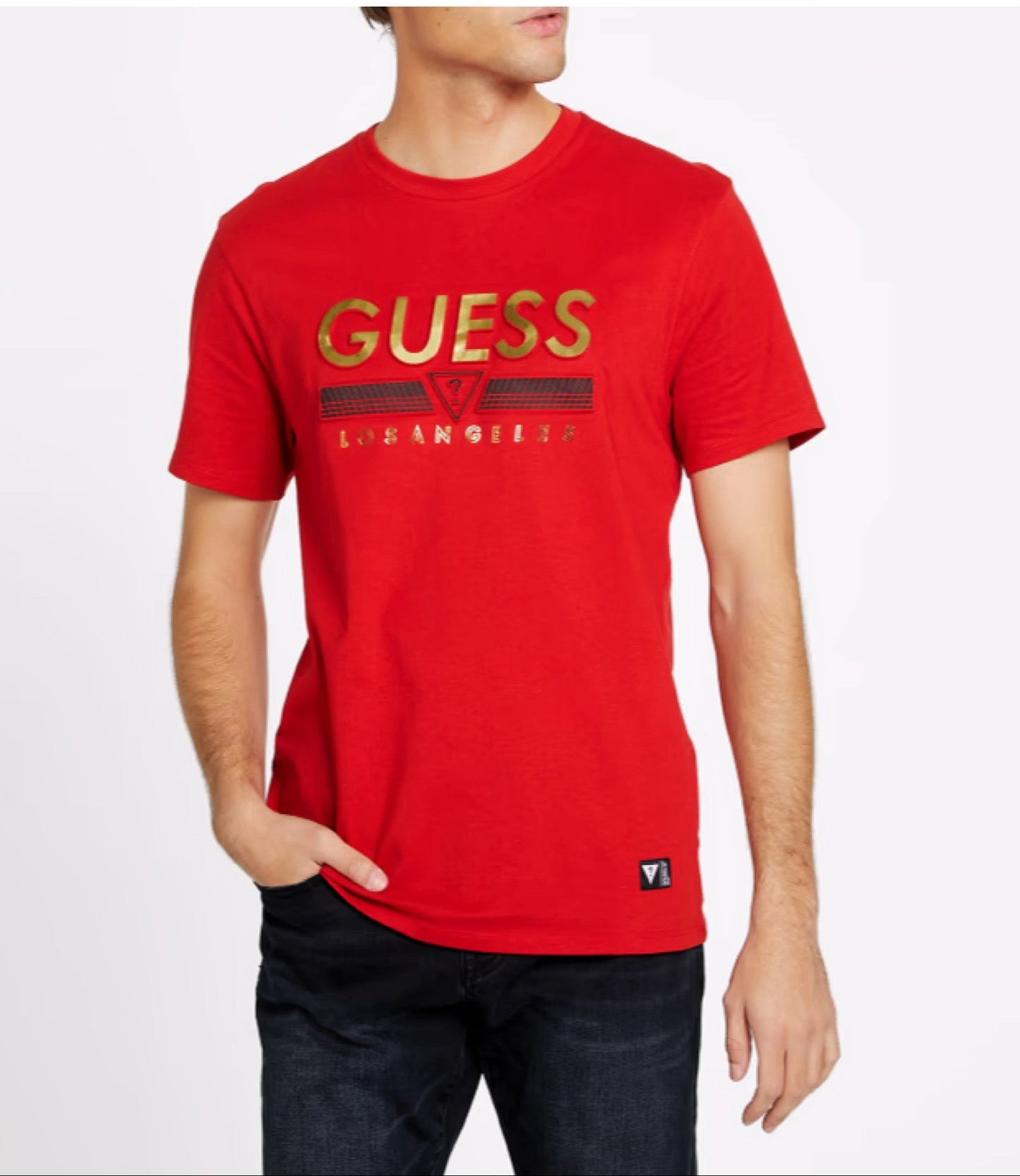 Camiseta Guess rojo dorado hombre