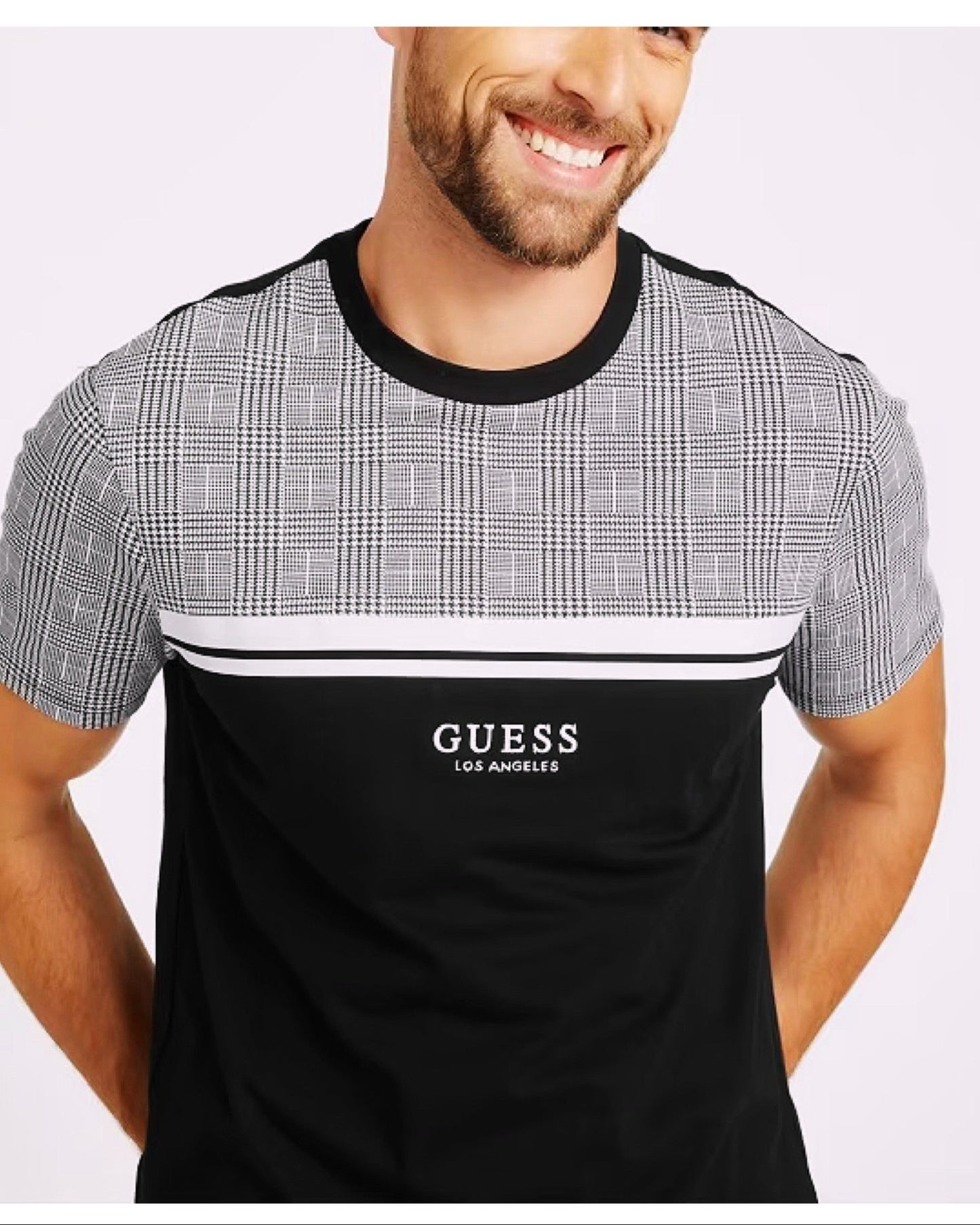 Camisa Guess estampado negro blanco hombre