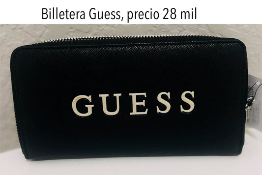 Billetera Guess negra con zipper