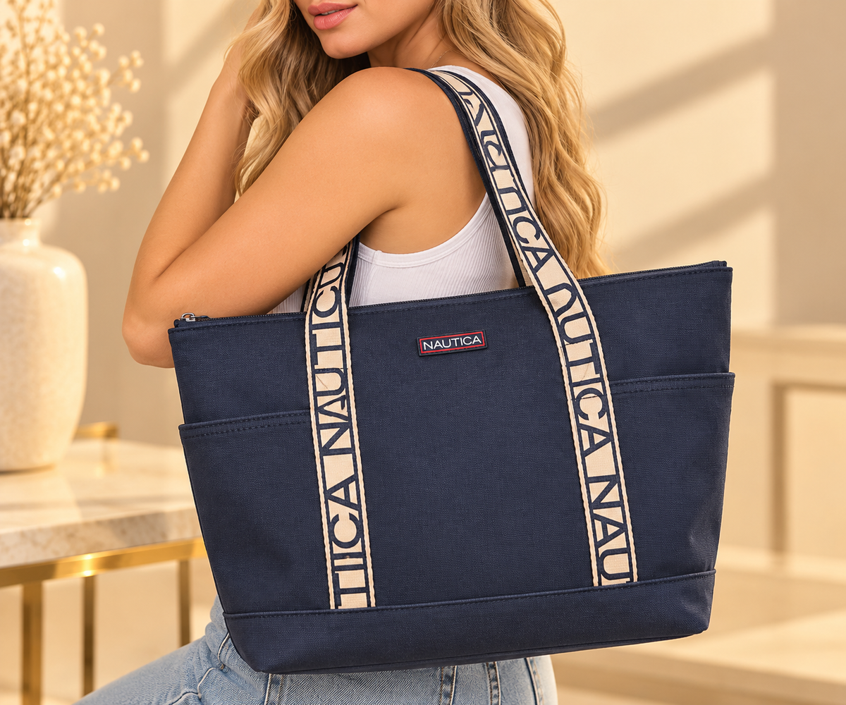 Bolso Náutica mediano azul  de tela