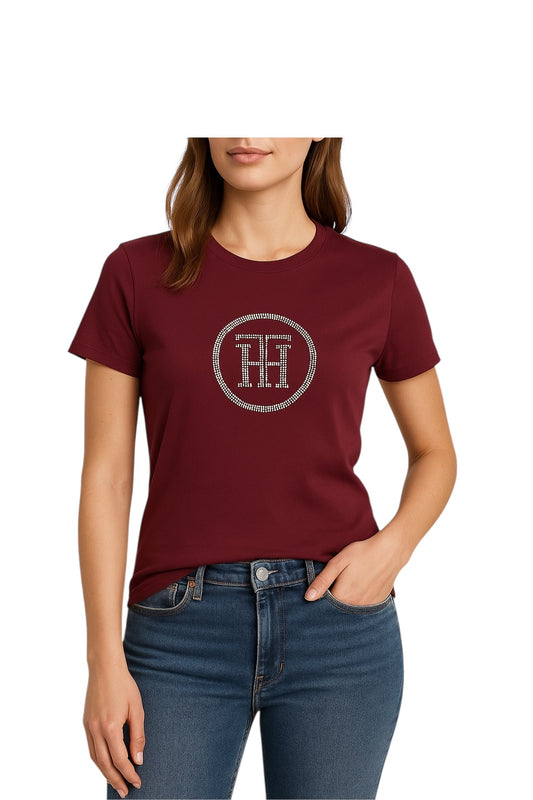 Blusa TH Vino con detalle en Plateado