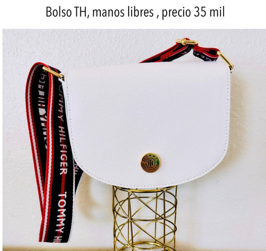 Bolso Manos Libres TH blanco con tiras de colores mujer