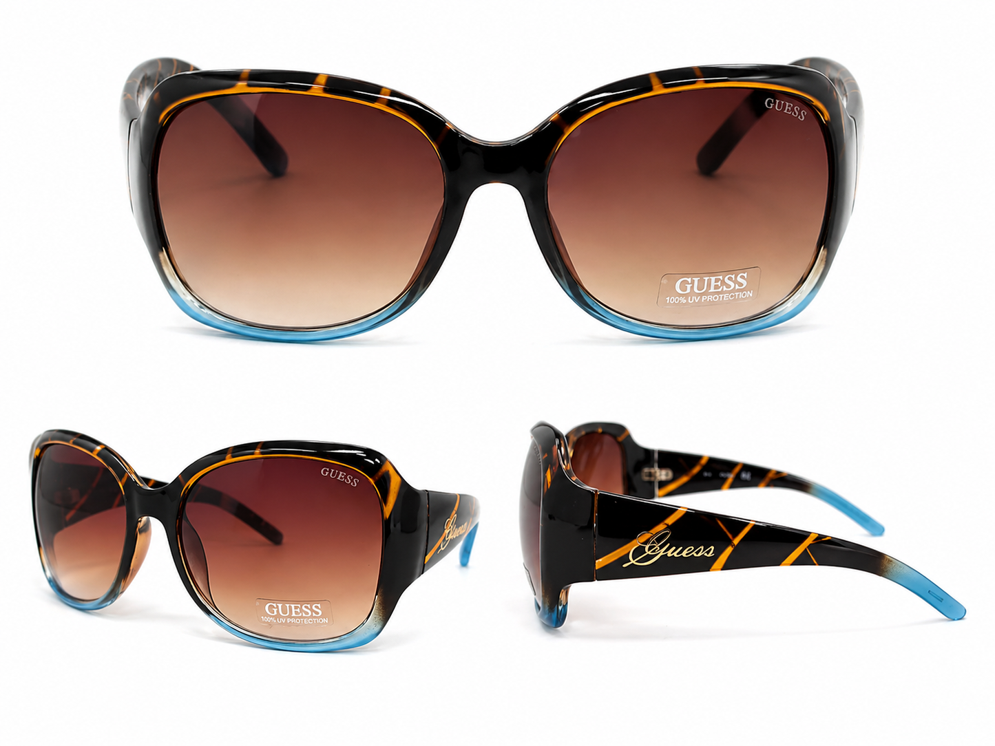 Lentes Guess café con detalles celestes