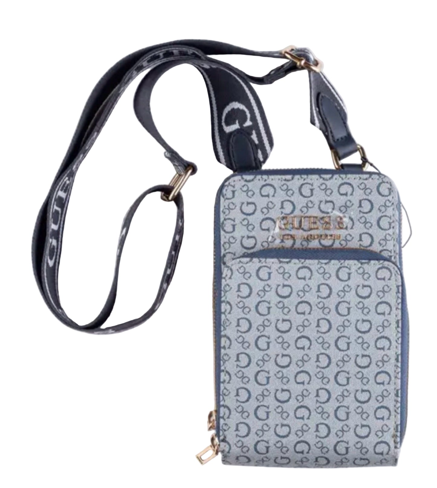 Porta Celular Guess con compartimento celeste con blanco