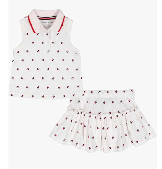 Set Bebé TH blanco con estampado de corazones