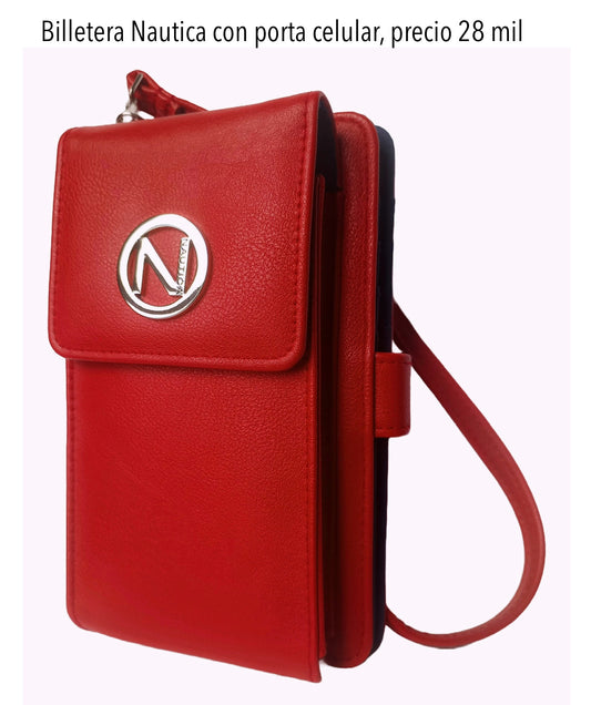 Billetera Nautica con porta celular Rojo