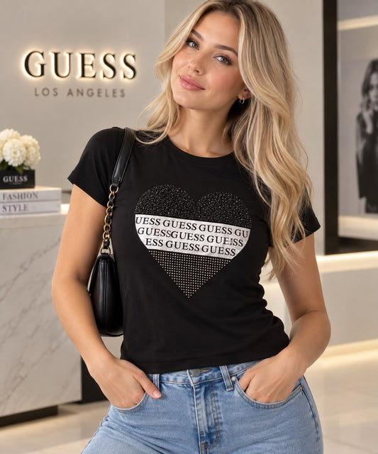 Blusa Guess negra con pedrería